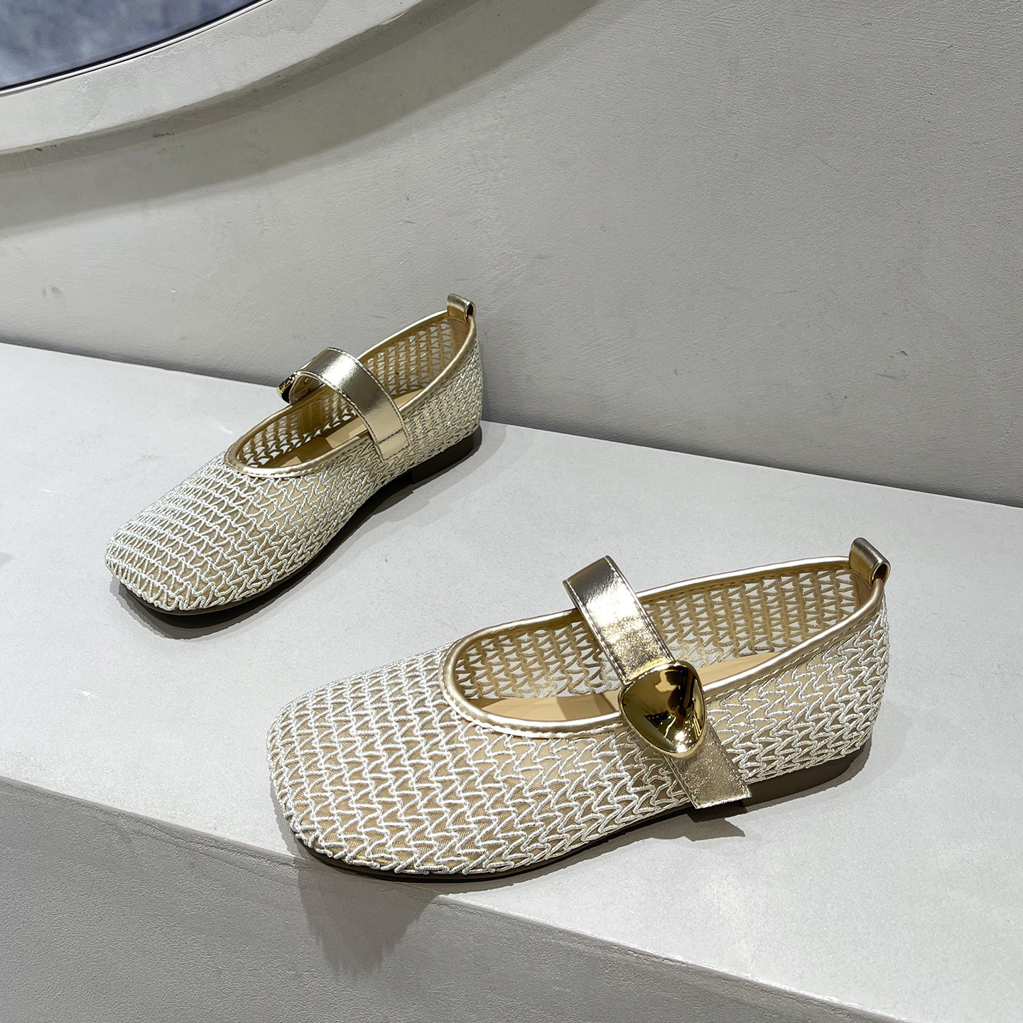 韩版镂空编织玛丽珍鞋女2026新款夏外穿网面透气凉鞋浅口平底单鞋,女鞋,玛丽珍鞋,淘宝优惠券,粉丝福利购,淘宝优惠卷