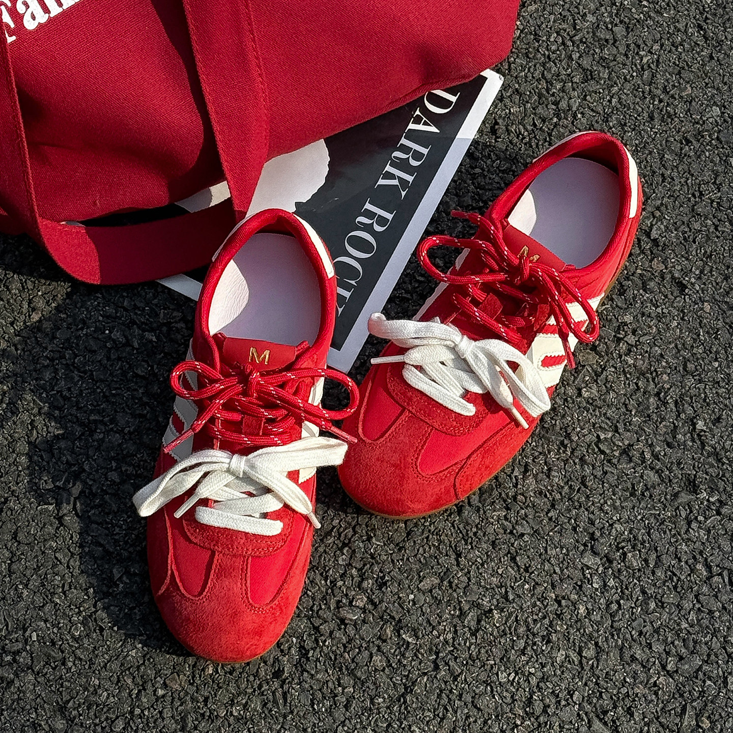 磨砂真皮红色德训鞋女2026新款春季时尚百搭学生平底鞋户外休闲鞋,女鞋,德训鞋,淘宝优惠券,粉丝福利购,淘宝优惠卷