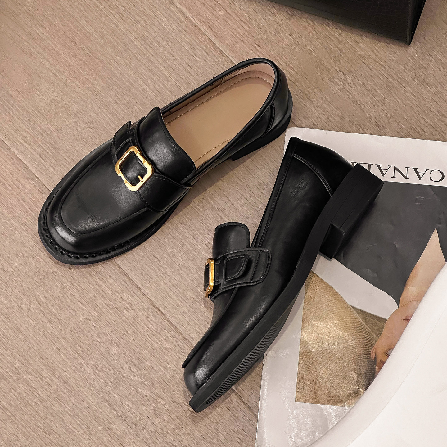 金属扣英伦风乐福鞋女2026新款百搭通勤软底一脚蹬豆豆鞋粗跟单鞋,女鞋,乐福鞋（豆豆鞋）,淘宝优惠券,粉丝福利购,淘宝优惠卷