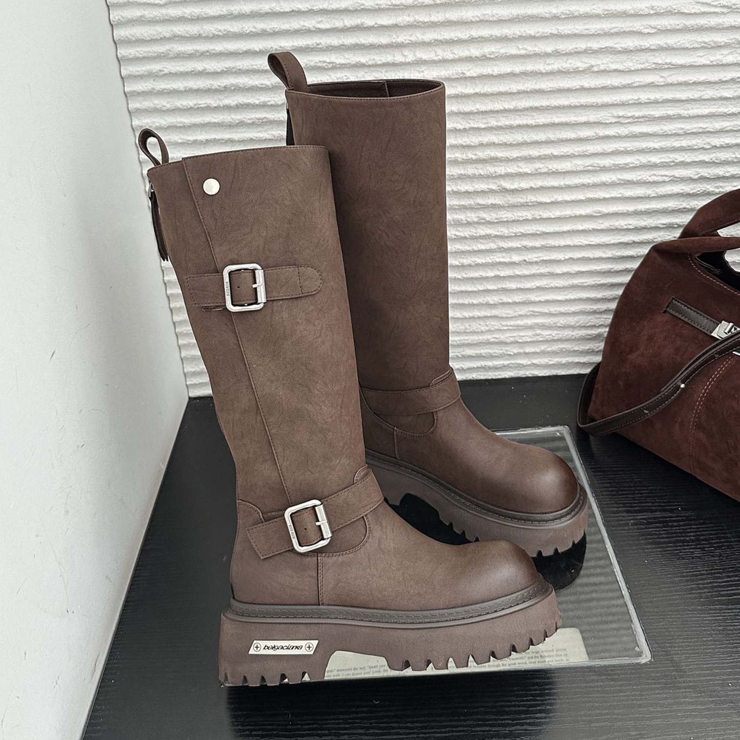 美拉德厚底长筒靴增高显瘦骑士靴