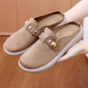 学生一脚蹬懒人拖鞋 勃肯拖鞋 休闲百搭平底穆勒鞋 半拖女鞋 网红爆款