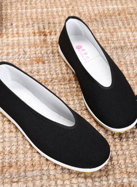 包邮老北京布鞋男款 圆口中老年老头鞋休闲鞋 透气男士黑布鞋