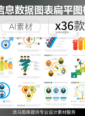 免扣ppt元素信息数据图表扁平图标商务办公商业ai矢量素材插图