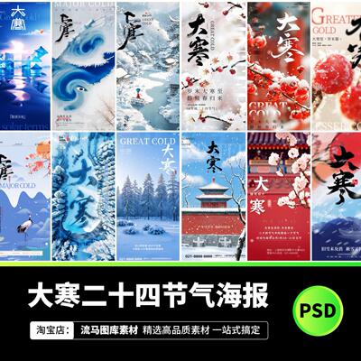 128款大寒二十四节气简约大气企业公司宣传祝福海报PSD设计素材
