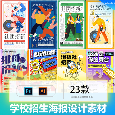 兴趣班少儿版训练营舞蹈班招生简章宣传海报PSD/AI设计素材模板