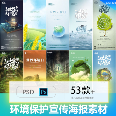 创意简约世界地球环境保护城市文明建设宣传海报PSD设计素材模板