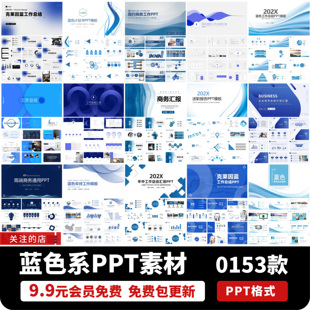 蓝色简约商务风工作计划总结述职汇报年终年中会议ppt模板wps素材