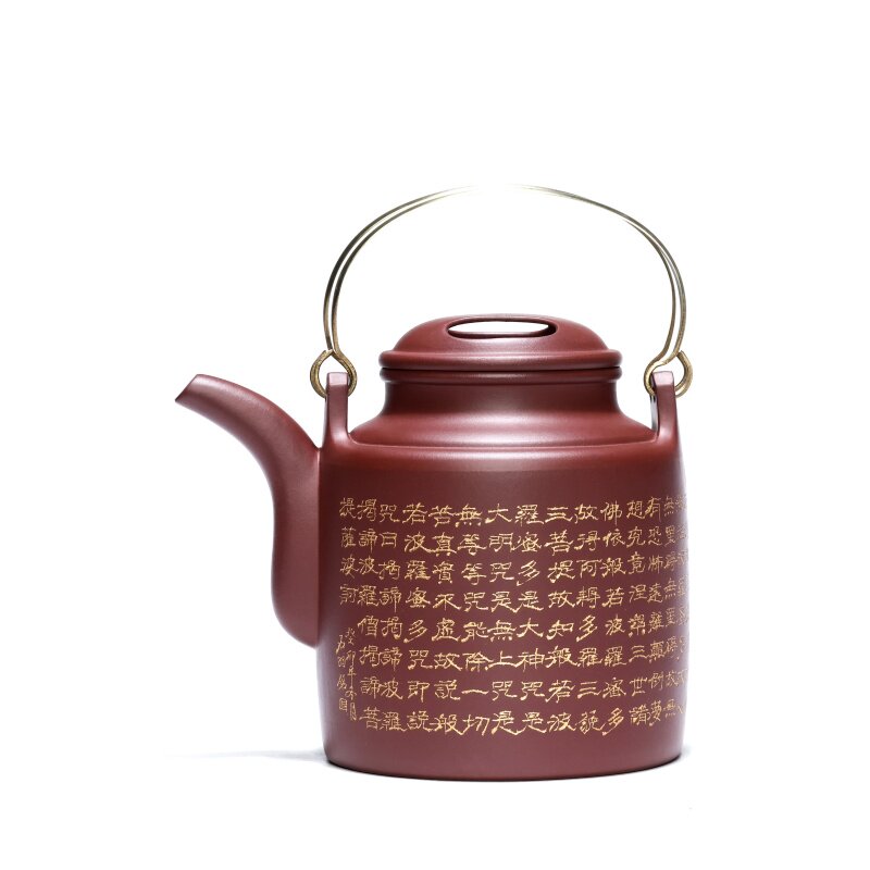 宜兴提梁紫砂壶纯手工大品容量泡茶壶摆件特大心经洋桶壶约1000ml