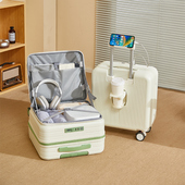 行李箱拉杆箱18寸万向轮前开口女静音登机旅行密码 箱前开口铝框男