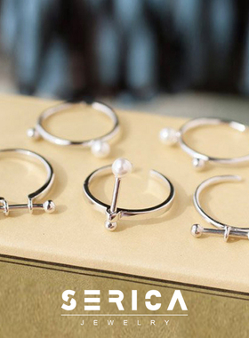 韩版纯银珍珠母贝关节开口戒指