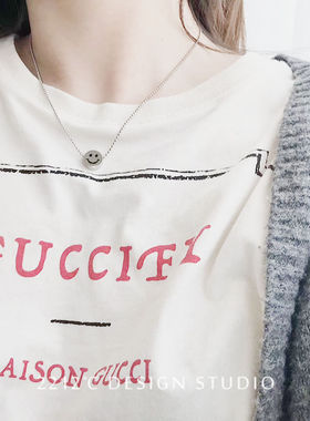 gd纯银韩国微笑脸权志龙项链