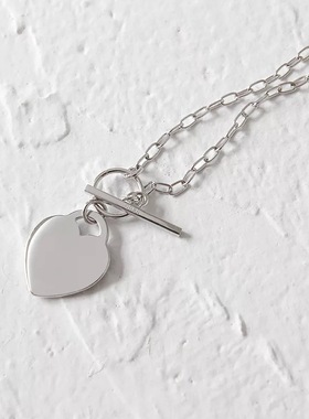 ins桃心形纯银锁骨链