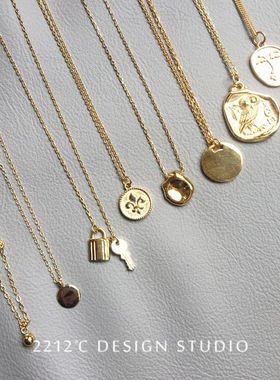 纯银镀金钱币吊坠ins长项链