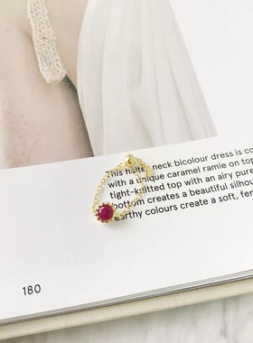 日韩风纯银红宝石可调节戒指