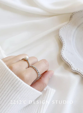 复古做旧天然淡水珍珠开口戒指