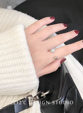 纯银名媛风网红同款戒指大钻石