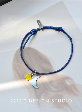 mini银饰复古月亮编绳少女风手环