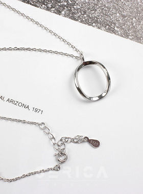 质感镂空几何圆圈环纯银锁骨链