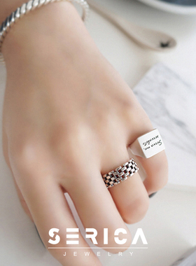 韩国纯银复古做旧开口戒指