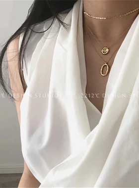 欧美叠加项链不规则ins银饰