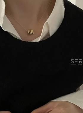 《一步一安然》系列 925银镀金项链 纯银耳钉 简约气质耳环OL通勤