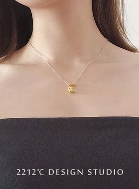 独家镂空不规则原创立体月亮吊坠