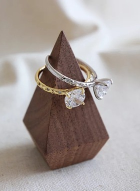 锆石拍照道具纯银情侣指环婚戒