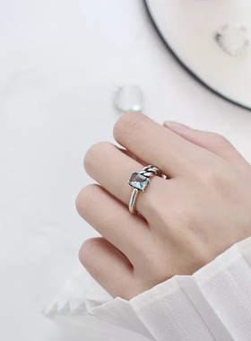 复古做旧黑玛瑙不对称开口戒指