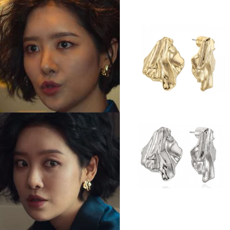 直邮~韩国代购ritamonica正品韩剧黑暗荣耀车珠英同款不规则耳环