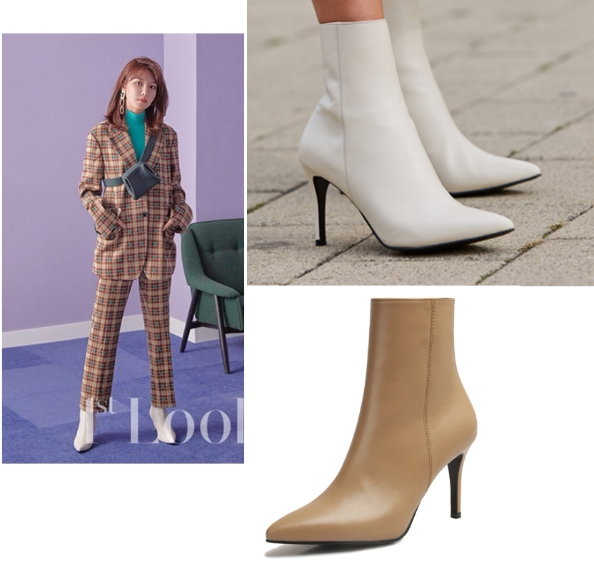 rachel cox正品 崔秀英同款 牛皮尖头细高跟短筒靴 女靴 韩国代购