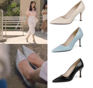 韩国代购Rachel Cox正品海岸村恰恰恰申敏儿同款牛皮尖头高跟鞋