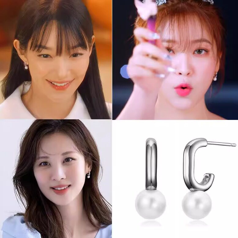 直邮~申敏儿 徐贤 金艺琳同款925银珍珠耳环 耳饰女 正品韩国代购