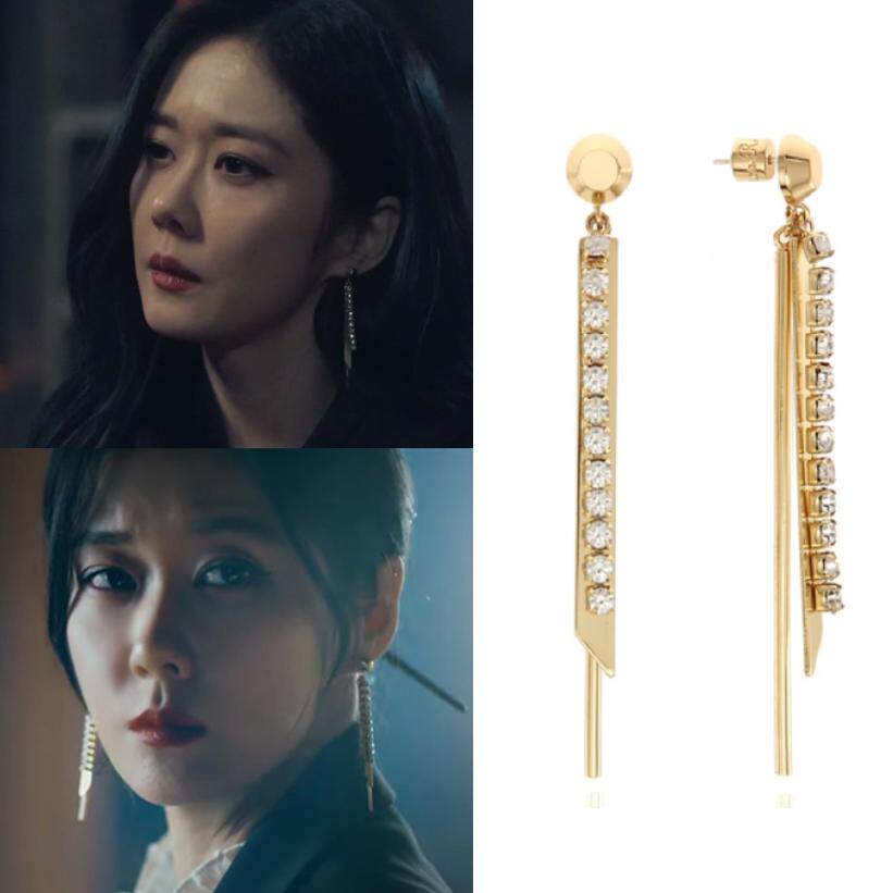 韩国代购Rita Monica正品韩剧大发不动产张娜拉同款镶钻长款耳环