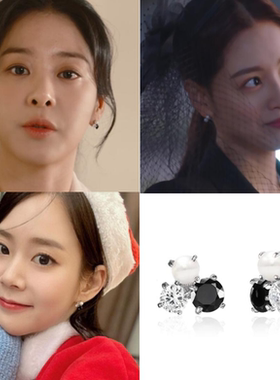 韩国代购haesool正品 薛仁雅 韩胜妍 金栽经同款镶钻珍珠耳钉耳环
