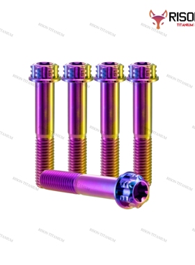 RISONTITANIUM 钛合金花头梅花法兰螺丝M8x1.25电动车卡钳减震改