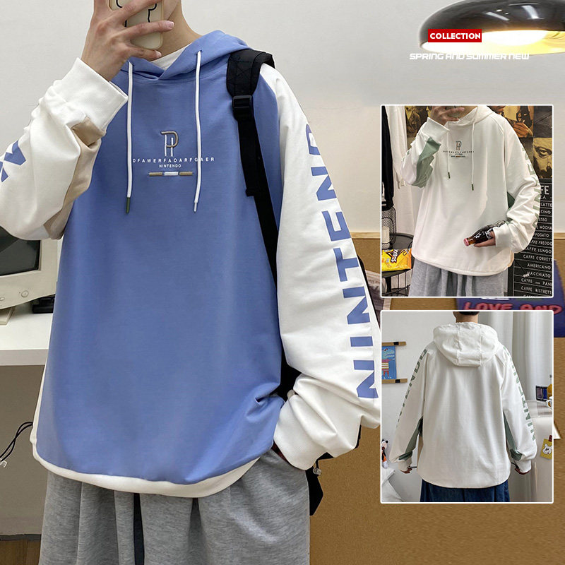 New spring hooded printed sweater for men