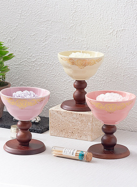 香薰蜡烛中国风无烟持久高脚杯甜品高脚碗摆件家居卧室陶瓷烛台