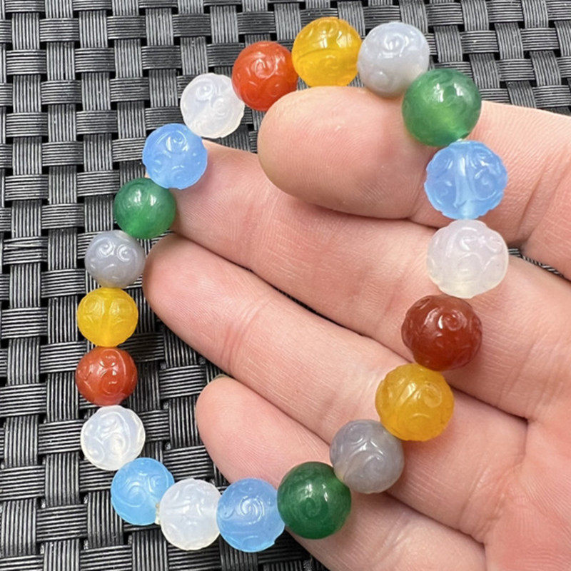 玛瑙回纹珠圆珠玉石手链10毫米多宝珠手串男女同款情侣手环手饰,珠宝/钻石/翡翠,手饰,淘宝优惠券,粉丝福利购,淘宝优惠卷