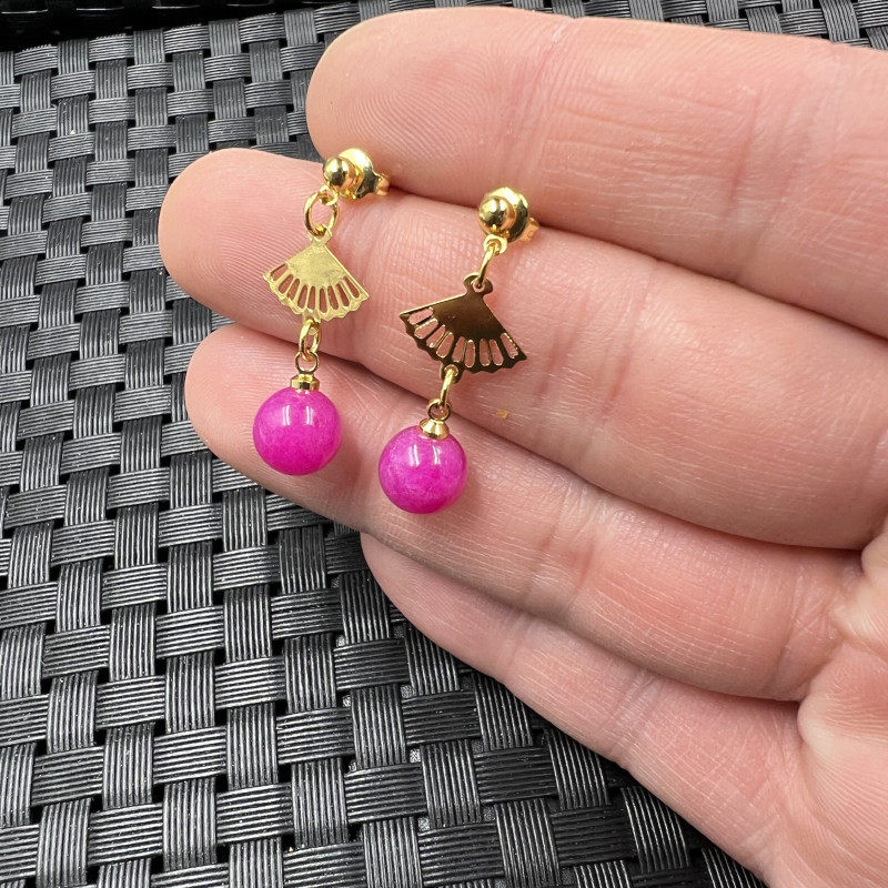 优化舒俱来圆珠玉石耳环桃花玉圆珠耳钉粉色石英岩玉耳坠玉耳饰,珠宝/钻石/翡翠,耳饰,淘宝优惠券,粉丝福利购,淘宝优惠卷