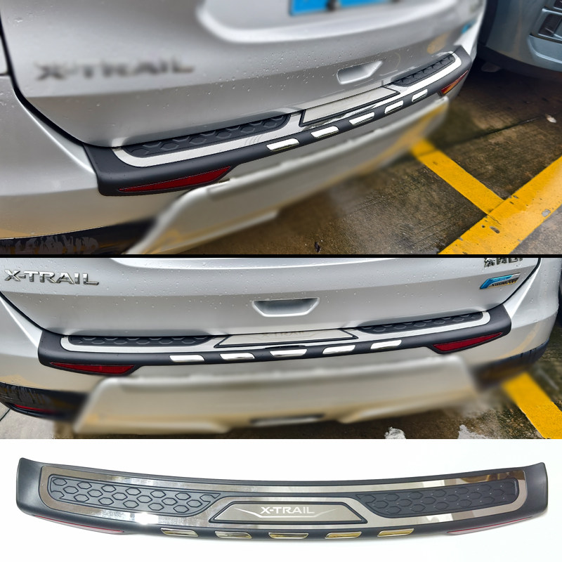 适用于14-24款奇骏后护板17年改装后备箱护板尾门踏板不锈钢亮条