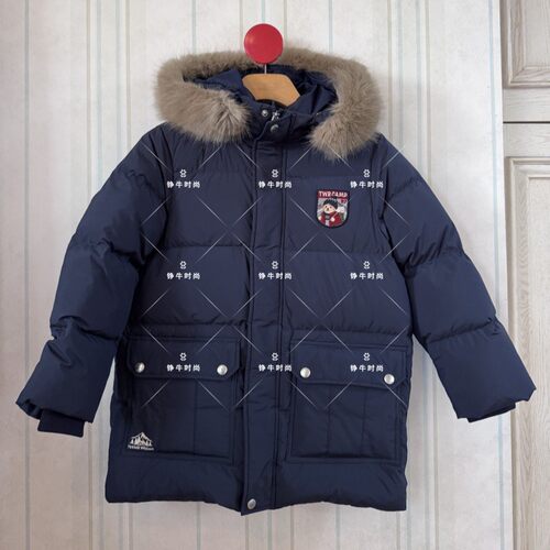 特熊专柜正品秋冬男女童中长款连帽羽绒服Tkjd258976h jd258976h