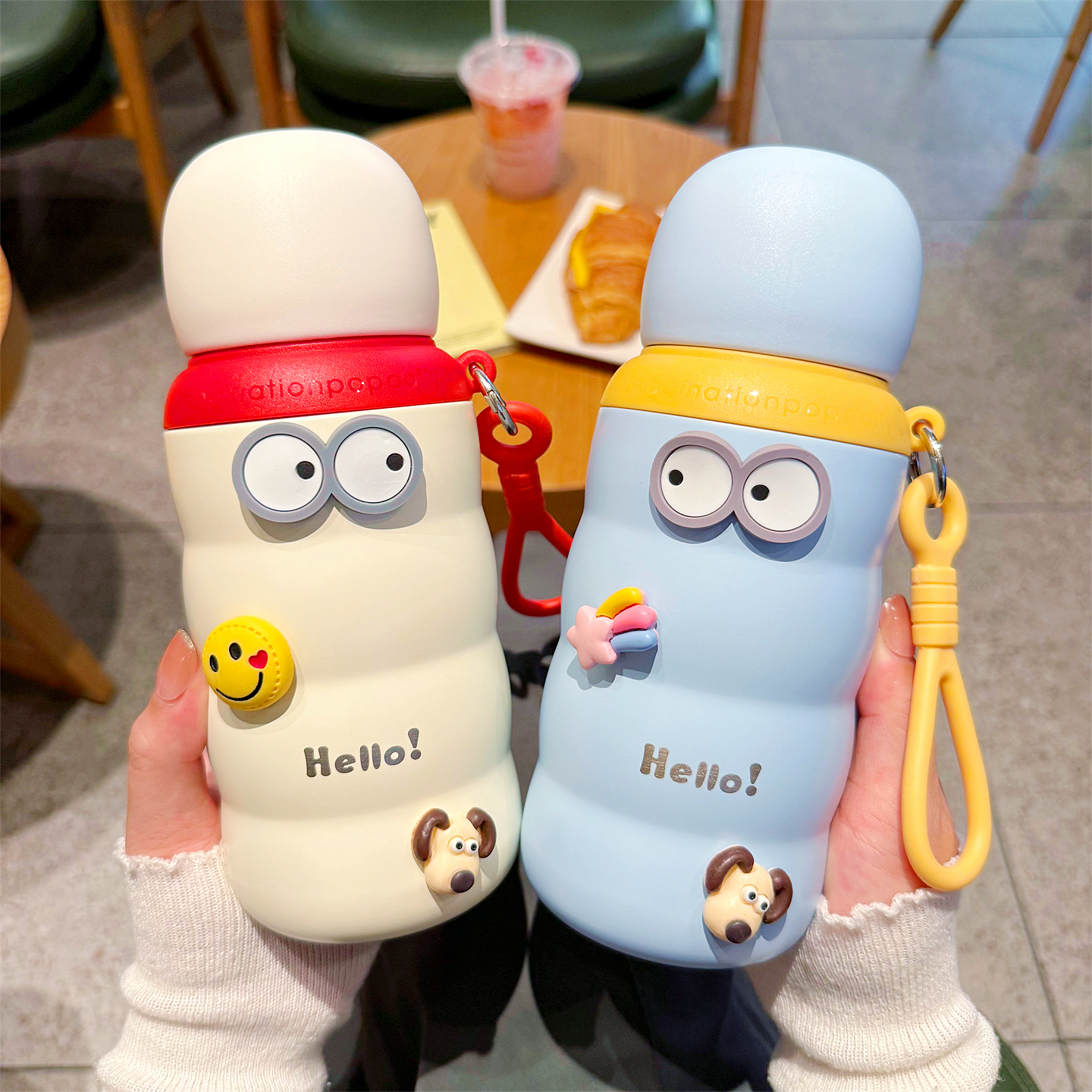 新款可爱双饮吸管保温杯女生