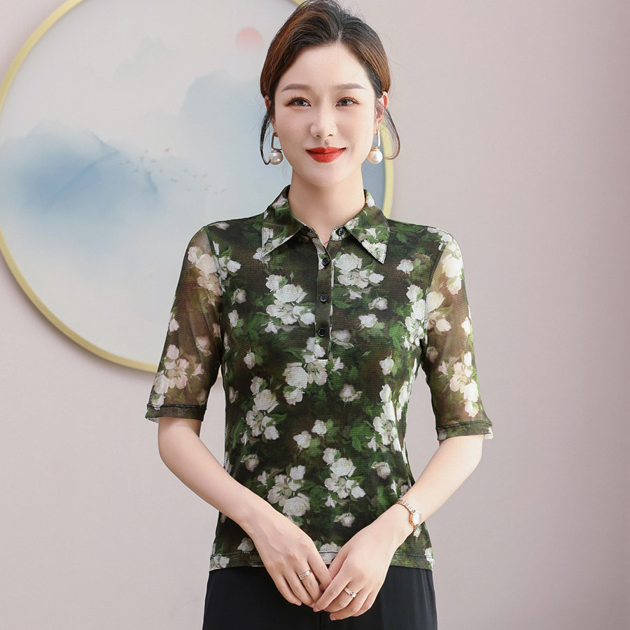新款中袖年轻妈妈显瘦100%桑蚕丝