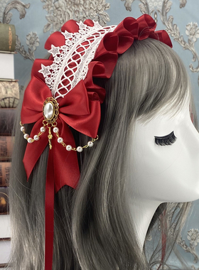 Lolita发饰花嫁爱神天使柄LO娘百搭加宽kc发带蝴蝶结洛丽塔头饰品