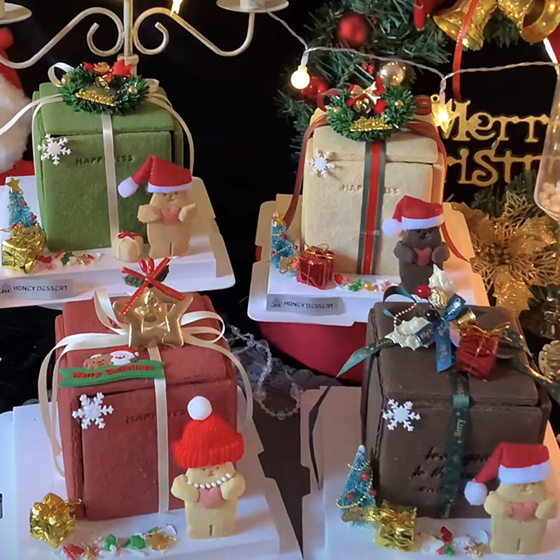 2025圣诞节饼干蛋糕盒子姜饼人兔熊饼干网红惊喜盒子平安夜插件