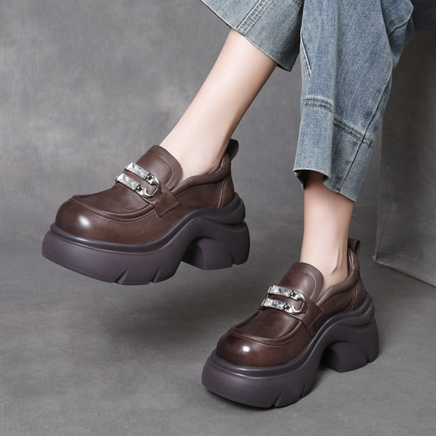 【单里绒里】真皮厚底乐福鞋