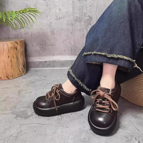 真皮手工复古厚底大头娃娃鞋单鞋