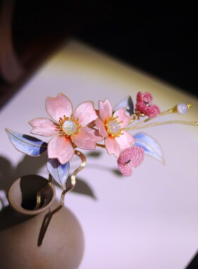 发簪丝绒花古风蚕丝线