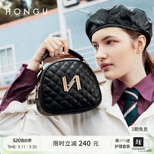 红谷牛皮单肩时尚气质百搭女包