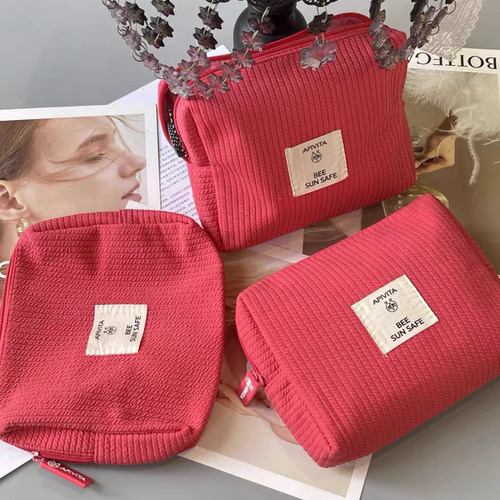 现货|Xiao.g|纯色布料ins风便携拉链包 化妆品收纳袋 洗漱包